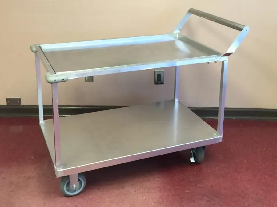 Custom aluminum utility cart fabricated by Edwards Equipment