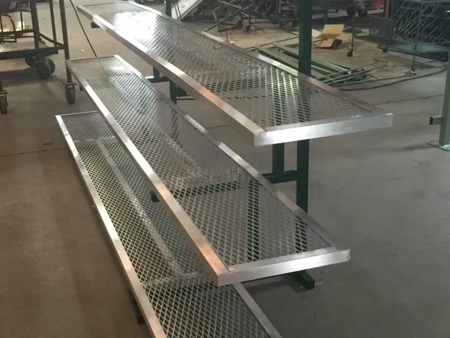 Custom aluminum shelving unit fabricated by Edwards Equipment