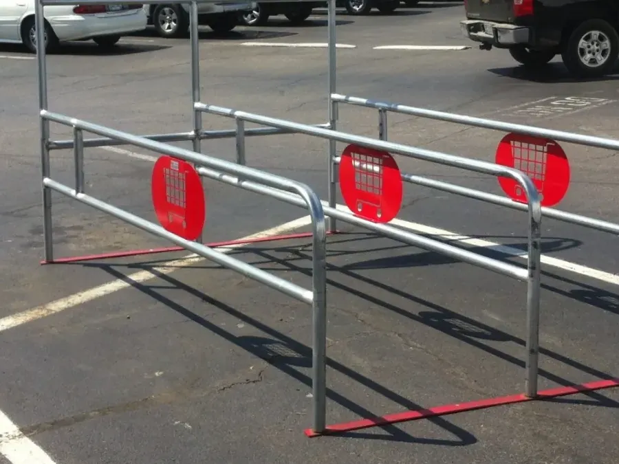 Fabricated steel shopping cart corral