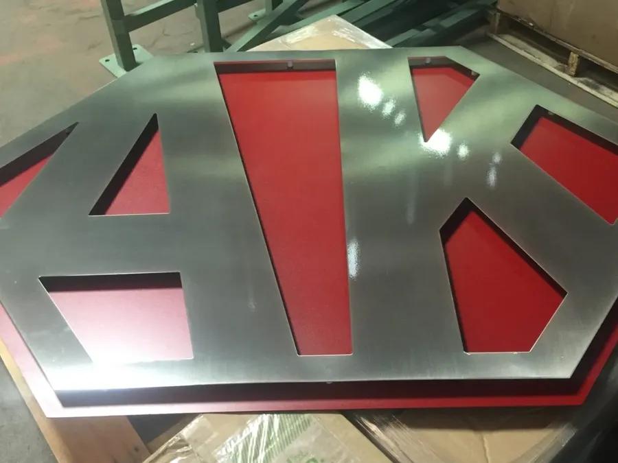 Custom fabricated steel business sign